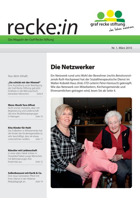 recke:in - Das Magazin der Graf Recke Stiftung Ausgabe 1/2010