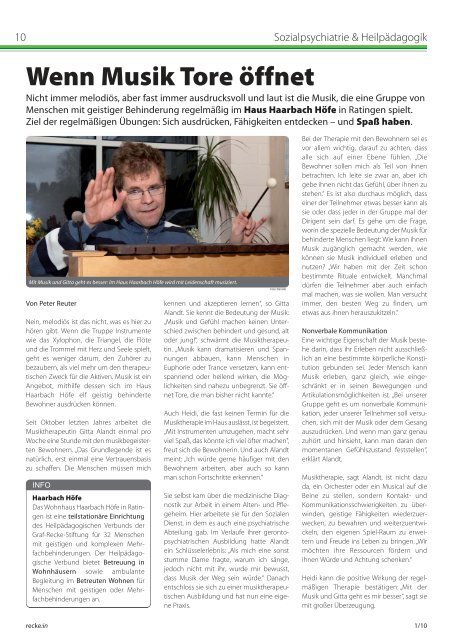 recke:in - Das Magazin der Graf Recke Stiftung Ausgabe 1/2010