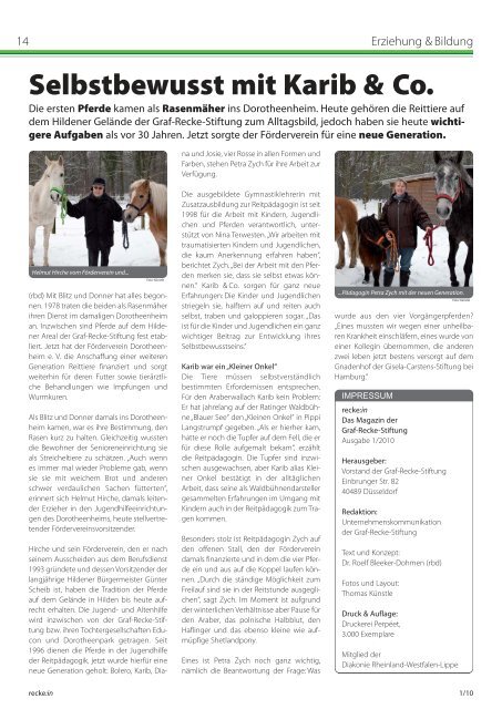 recke:in - Das Magazin der Graf Recke Stiftung Ausgabe 1/2010