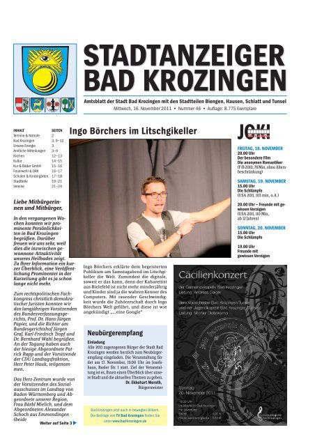 Ingo Börchers im Litschgikeller - Startseite / Inhalt - Gemeinde Bad ...