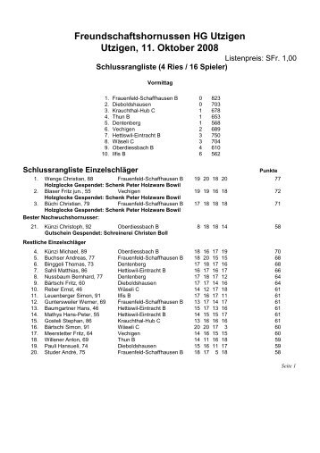 Freundschaftshornussen HG Utzigen Utzigen, 11 ... - Hornussertreff