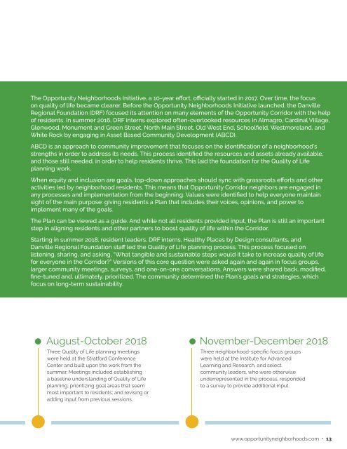 Quality of Life Plan for Opportunity Neighborhoods