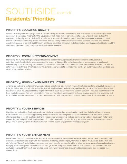 Quality of Life Plan for Opportunity Neighborhoods