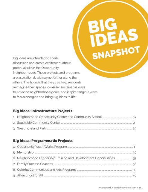Quality of Life Plan for Opportunity Neighborhoods