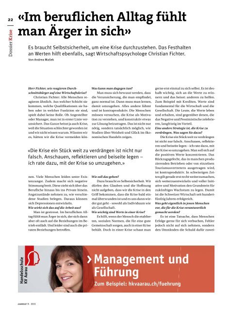 Nr. 9 / September 2011 - Wirtschaftskrise (PDF, 2441 kb - KV Schweiz