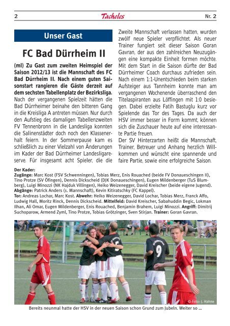 Stadionzeitschrift Tacheles Nr. 2 - SV Hinterzarten