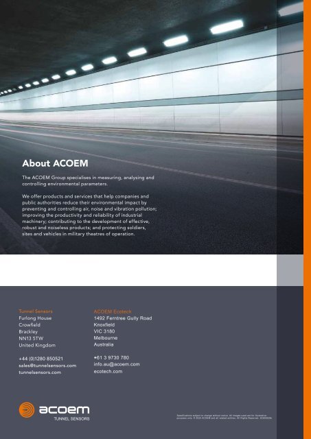 Acoem Tunnel Sensors Solution Snapshot brochure 20200929