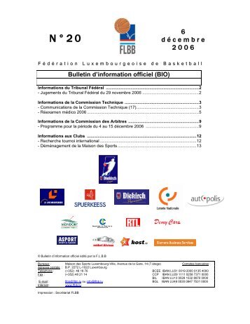 Bulletin d'information officiel (BIO) - FLBB