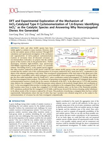 DFT and Experimental Exploration of the Mechanism of InCl3 ...