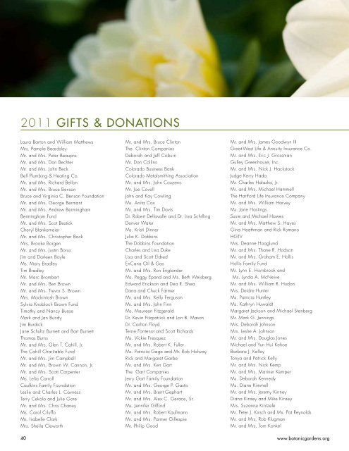 2011 ANNUAL REPORT - Denver Botanic Gardens