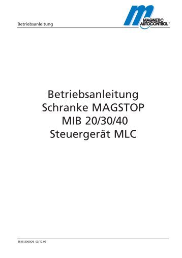 Betriebsanleitung Schranken MIB - Electro Automation