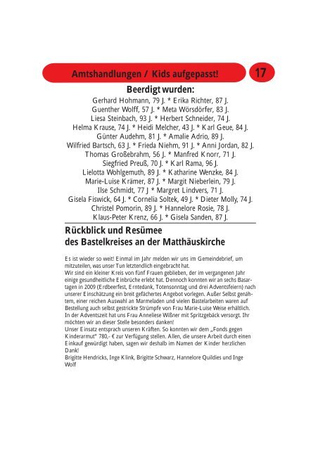 Weltgebetstag am 5. März 2010