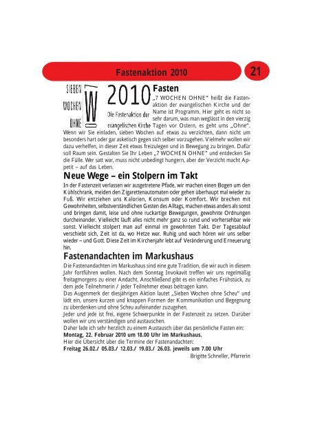 Weltgebetstag am 5. März 2010