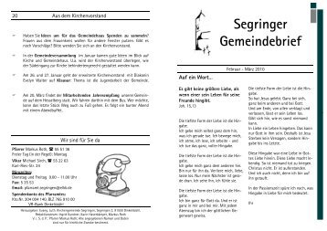 Ehrenamtliche Helferinnen und Helfer gesucht - Segringen