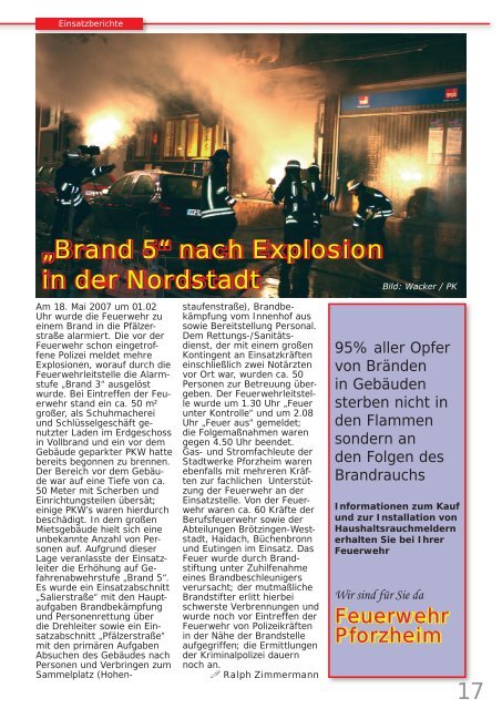 Wir sind für Sie da - Feuerwehr Pforzheim