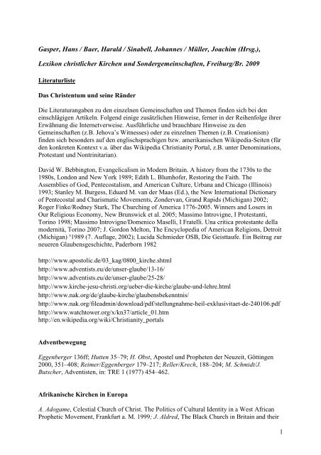Literatur Lexikon Christlicher Kirchen Und Kamp Literatur Lexikon Christlicher Kirchen Und Kamp
