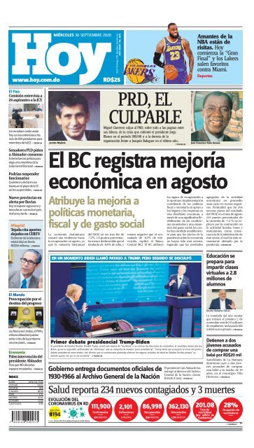 Edición impresa HOY miércoles 30 de septiembre del 2020