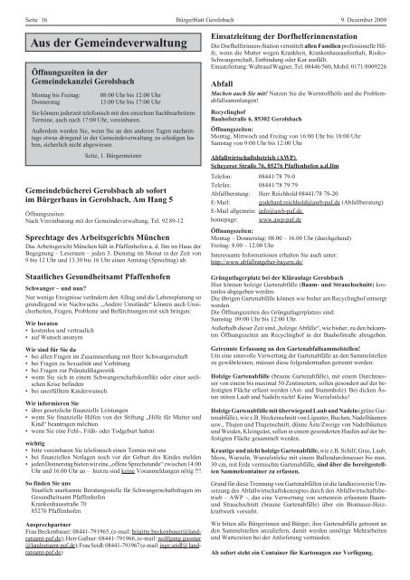 Bürgerblatt vom Dezember 2009 - Neu!