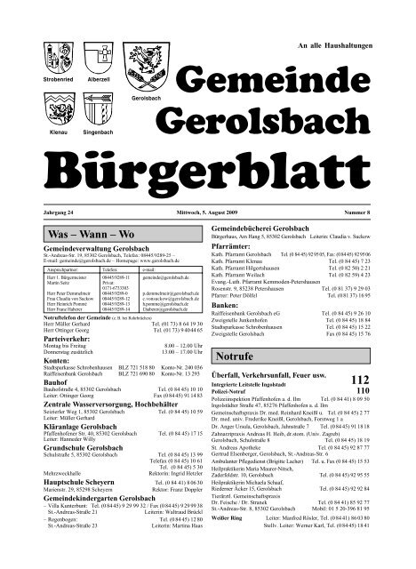 Bürgerblatt vom August 2009 - Neu!