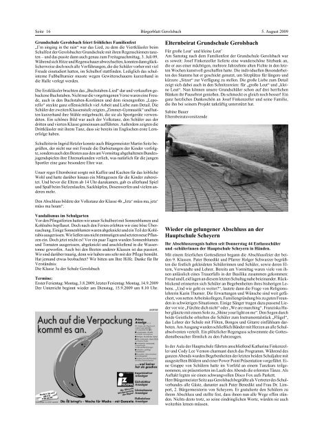 Bürgerblatt vom August 2009 - Neu!