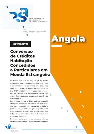 Angola - Conversão de Créditos Habitação Concedidos a Particulares em Moeda Estrangeira