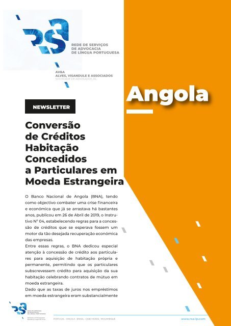 Angola - Conversão de Créditos Habitação Concedidos a Particulares em Moeda Estrangeira