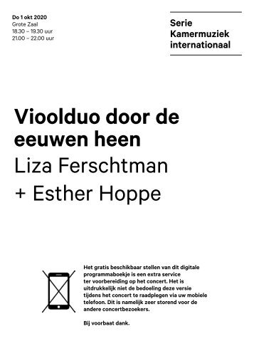 2020 10 01 Vioolduo door de eeuwen heen - Liza Ferschtman + Esther Hoppe