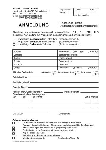 ANMELDUNG - Ehrhart-Schott-Schule Schwetzingen