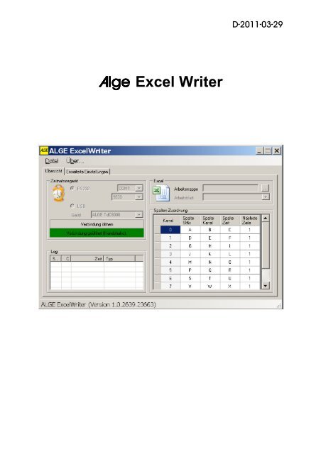Alge Excel Writer