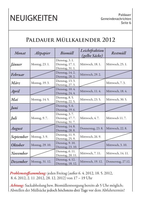 2011 Ausgabe 4: Weihnachtsausgabe - Marktgemeinde Paldau