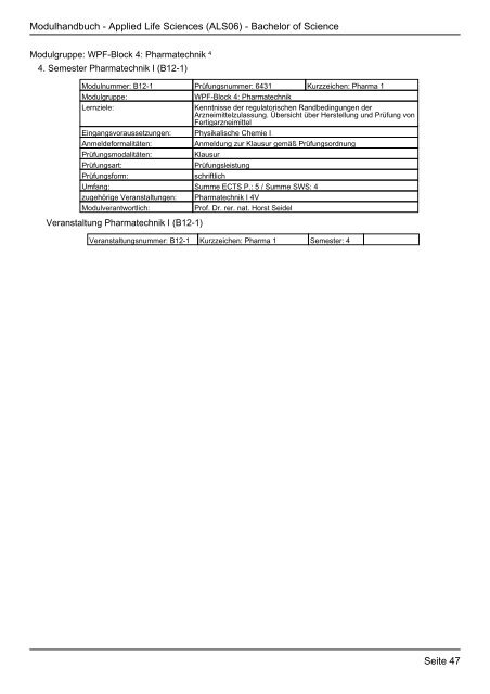 Modulhandbuch Studiengang Applied Life Sciences - FHInfo ...