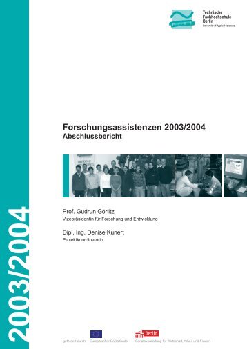 Forschungsassistenzen 2003/2004 - Beuth Hochschule für Technik ...