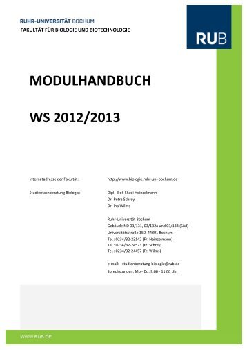 MODULHANDBUCH WS 2012/2013 - Fakultät für Biologie und ...