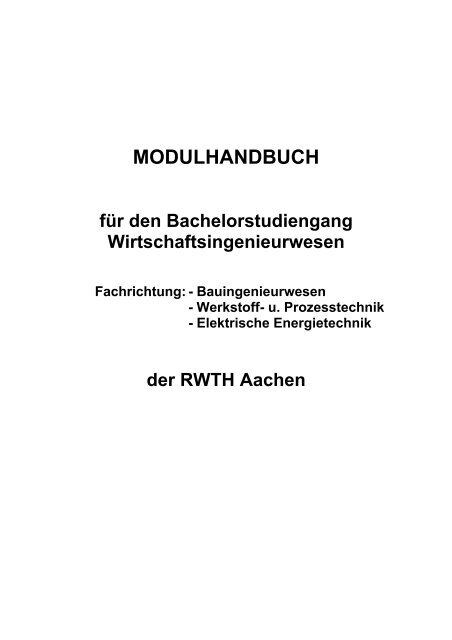 MODULHANDBUCH - Fachschaft Bauingenieurwesen RWTH Aachen