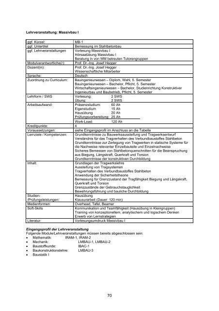 MODULHANDBUCH - Fachschaft Bauingenieurwesen RWTH Aachen