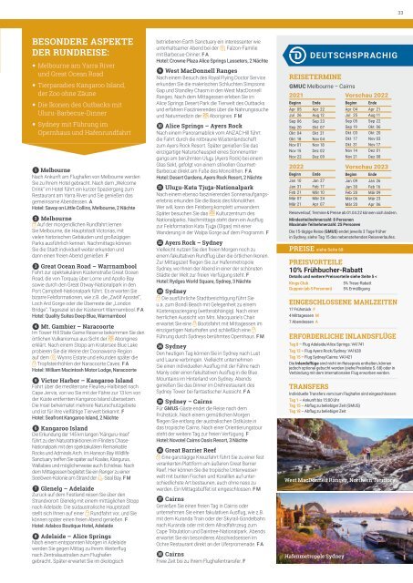 AAT Kings Gruppenreisen & Kurztouren in Australien und Neuseeland 2021/22