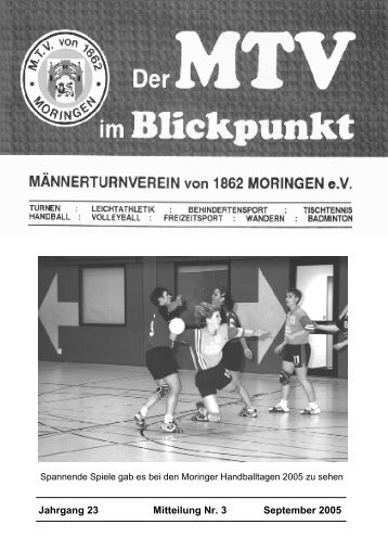 Jahrgang 23 Mitteilung Nr. 3 September 2005 - MTV Moringen