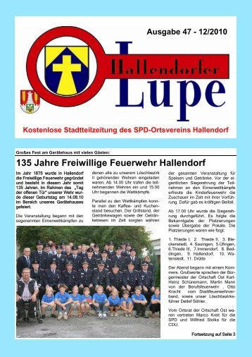 135 Jahre Freiwillige Feuerwehr Hallendorf - SPD Hallendorf