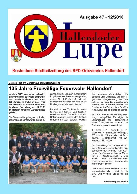 135 Jahre Freiwillige Feuerwehr Hallendorf - SPD Hallendorf