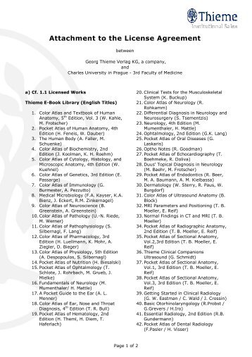 Attachment to the License Agreement - Third Faculty of Medicine