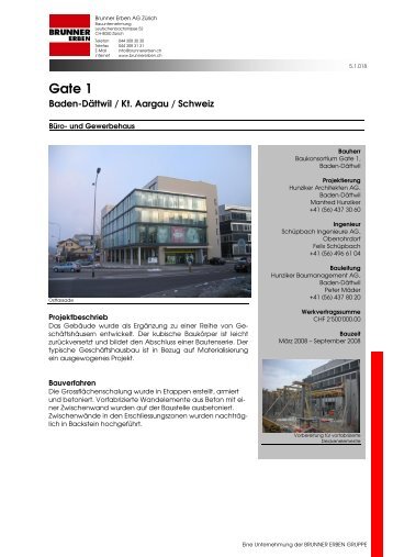 Baden-Dättwil, GATE 1 Büro - Brunner Erben Gruppe