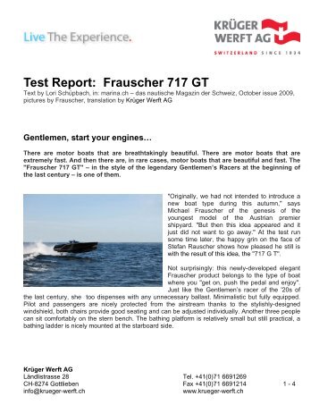 Test Report: Frauscher 717 GT - Krüger Werft AG