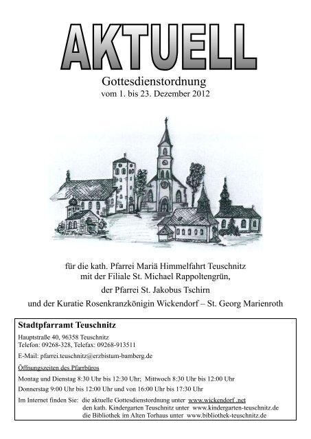Gottesdienstordnung - Kuratie Rosenkranzkönigin Wickendorf