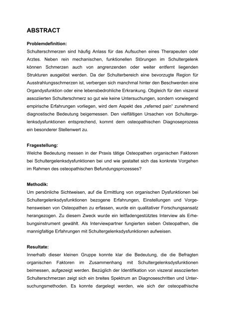 2 Der viszeral assoziierte Schulterschmerz - Osteopathic Research