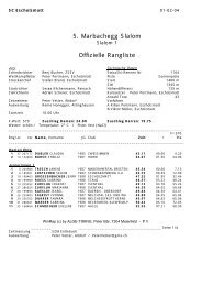 5. Marbachegg Slalom Offizielle Rangliste