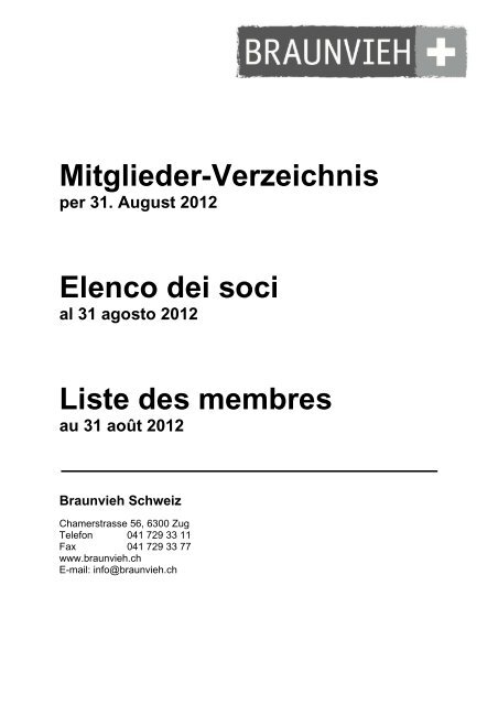 Mitglieder-Verzeichnis per 31. August 2012 Elenco dei soci al 31 ...