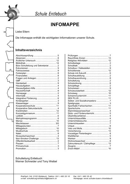 INFOMAPPE - Schule Entlebuch