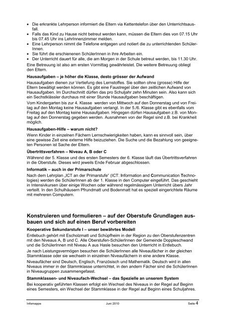 INFOMAPPE - Schule Entlebuch