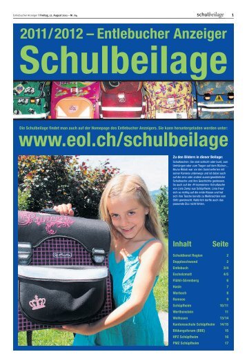 Schulbeilage Entlebucher Anzeiger 2011/2012 - Schule Hasle