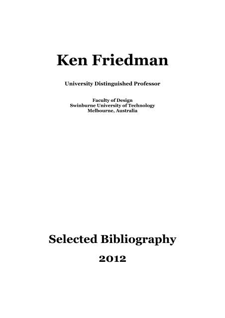 Ken Friedman - Swinburne University of Technology